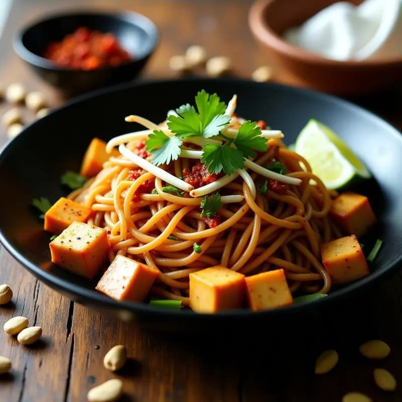 Padraig Thai con Tofu y Cacahuetes: Receta Vegana de Fideos Salteados Picantes