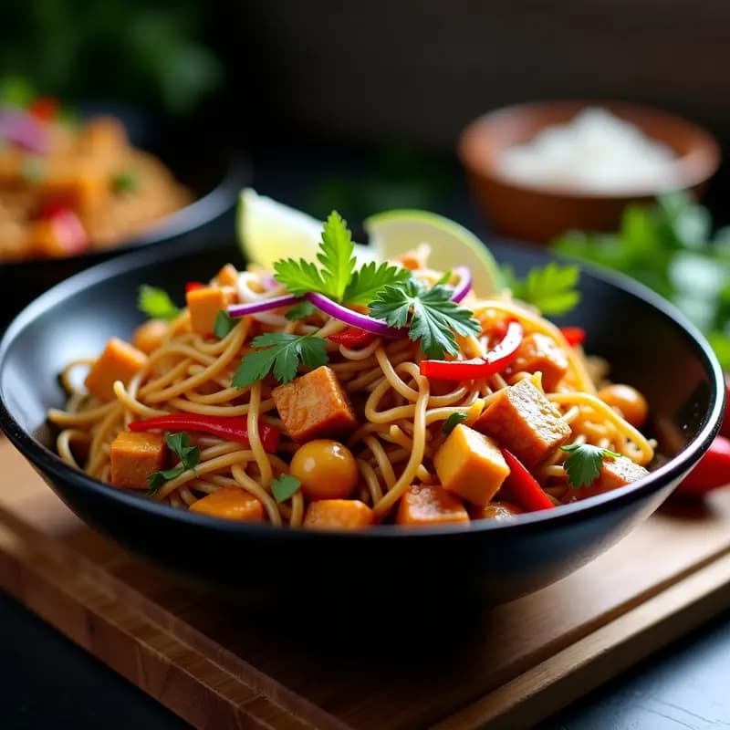 Pad Thai Tailandés con Tofu y Cacahuetes: Receta Vegana y Alta en Umami