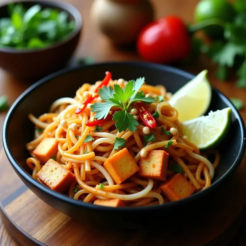 Pad Thai de Tofu y Cacahuetes: Receta Tailandesa Auténtica y 100% Vegetariana