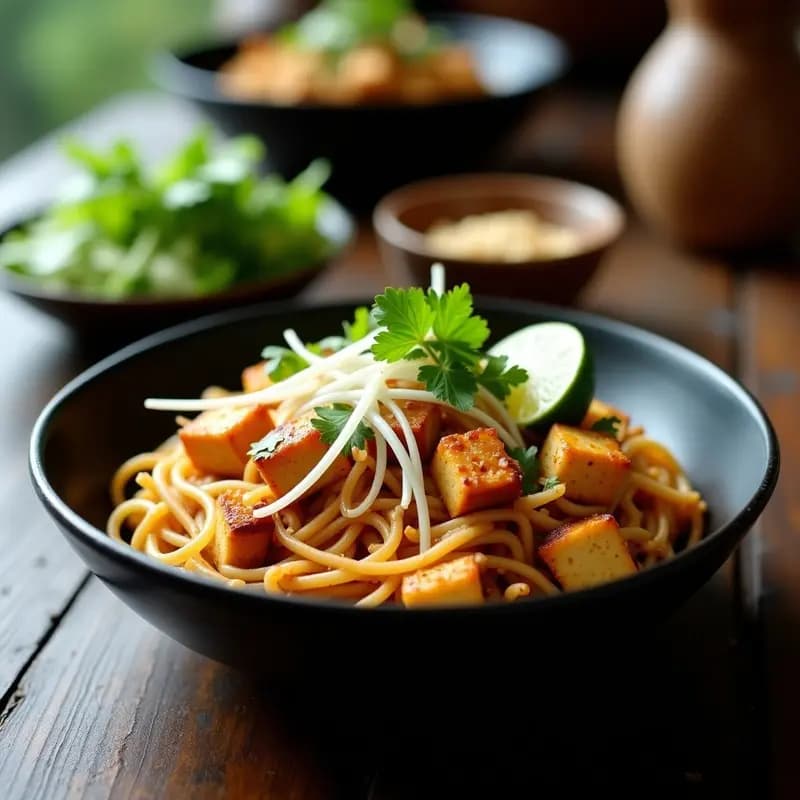 Pad Thai con Tofu y Germinados: Receta Tailandesa fácil y alta en proteína