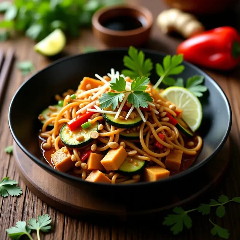 Pad Thai de Zucchini y Tofu: Receta Tailandesa Sin Fideos y Alta en Fibra
