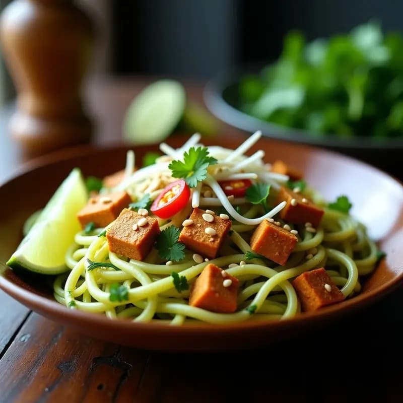Pad Thai de Zucchini y Tofu: Receta Tailandesa Keto con Salsa de Tamarindo