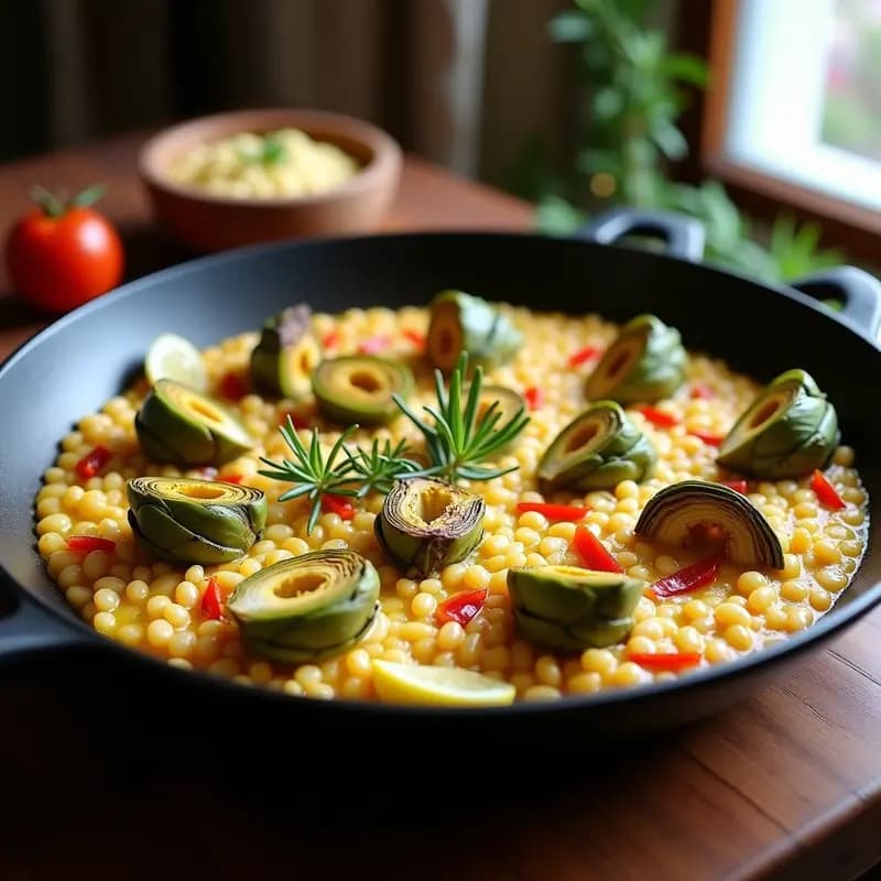 Paella de Alcachofas y Garrofó: Receta Valenciana Vegana y Sin Gluten en Paellera
