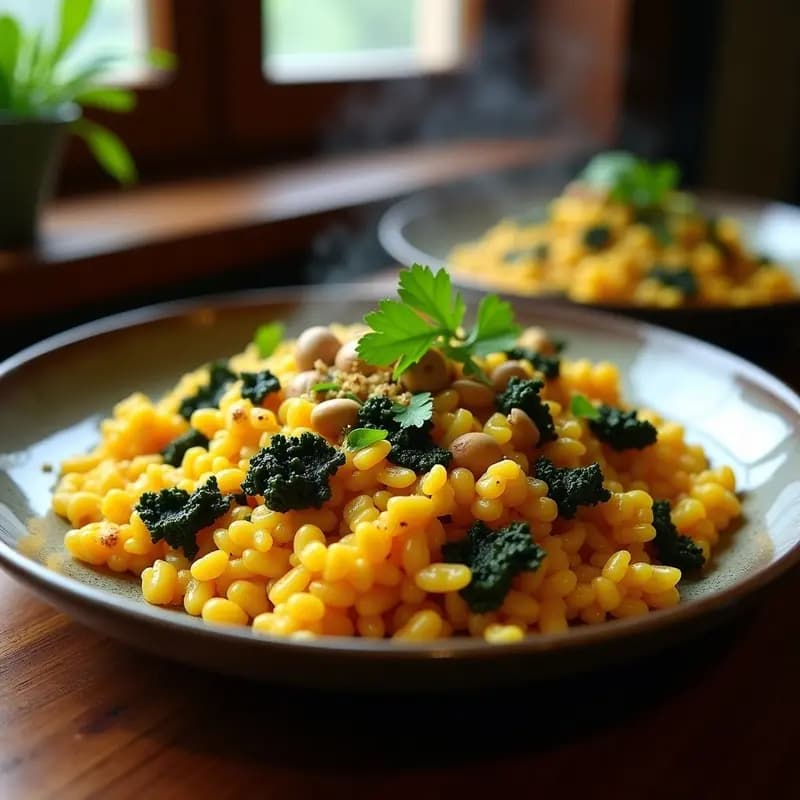 Paella de Algas y Azafrán: Receta Vegana de la Costa Africana en Olla Express