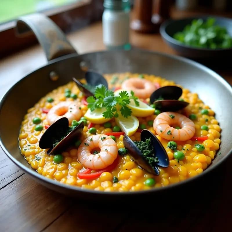 Paella de Algas y Mariscos de Laboratorio: Receta Innovadora de Vanguardia en 30 Minutos