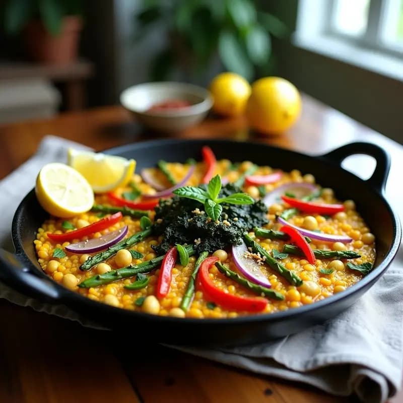 Paella de Algas y Verduras del Mar: Receta Española Vegana Sin Arroz
