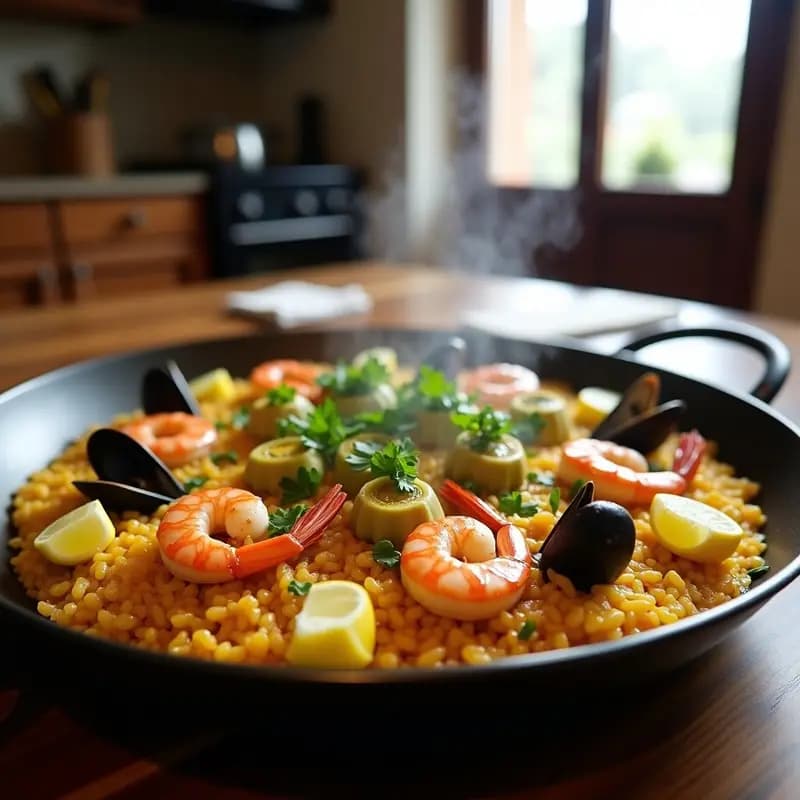 Paella de marisco y alcachofas: Arroz meloso con sabor costero en 50 minutos