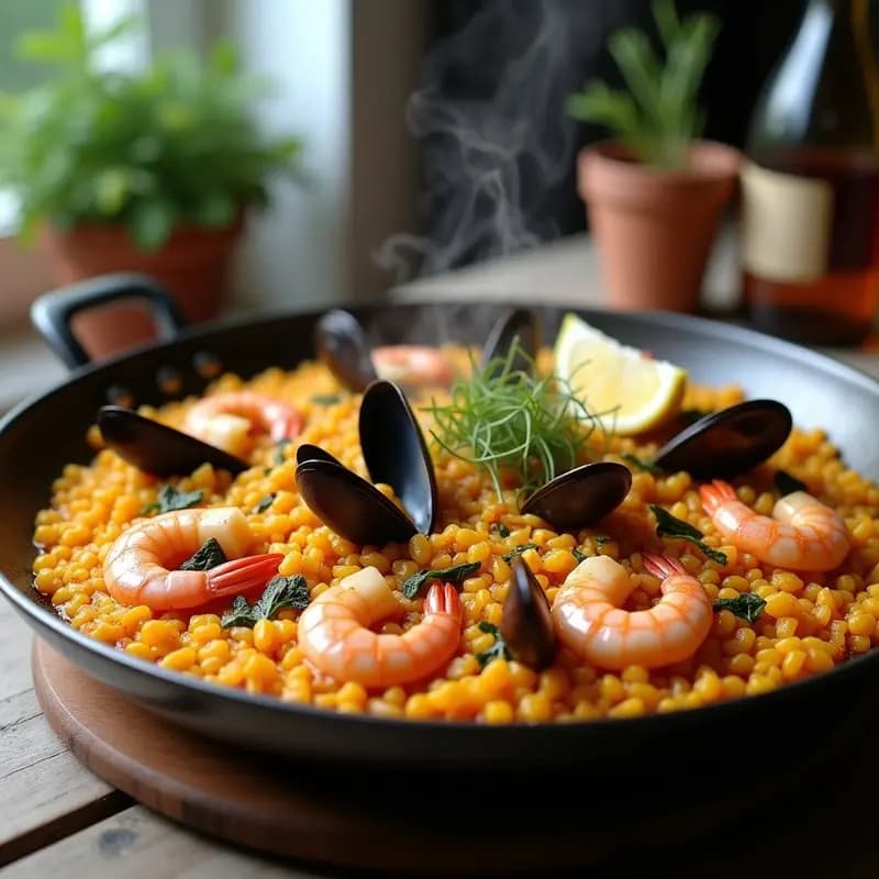 Paella de Marisco y Algas con Azafrán: Receta Española en Thermomix con Toque Marinero
