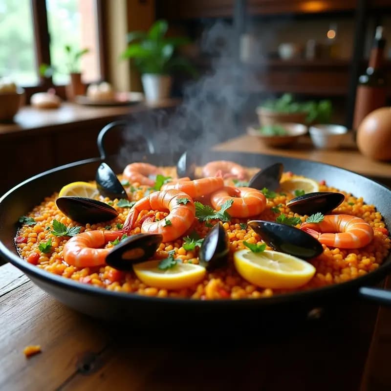 Paella de Marisco con Azafrán y Pimentón: Receta española festiva y sin lactosa