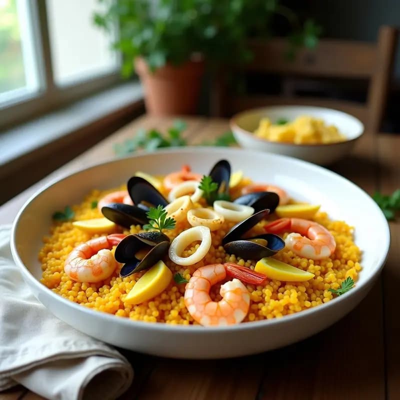 Paella de Mariscos en Airfryer con Azafrán y Alcachofas: Receta Española Rápida y Sin Aceite