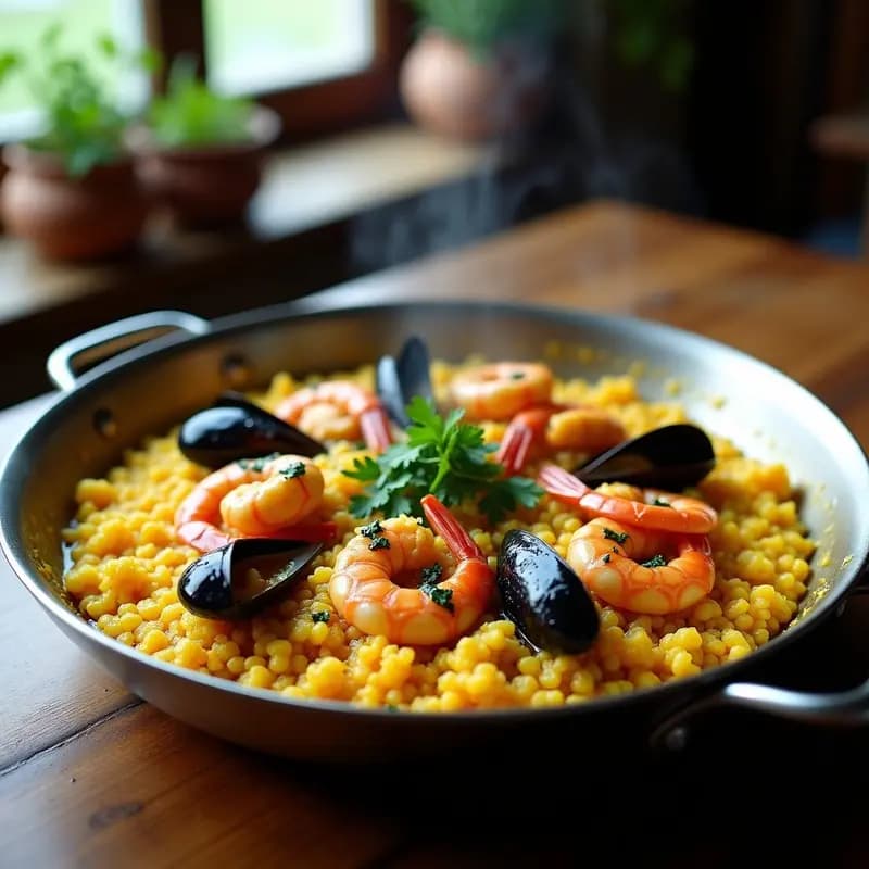 Paella de Mariscos y Algas: Receta Española Keto y Sin Arroz con Toque Marino