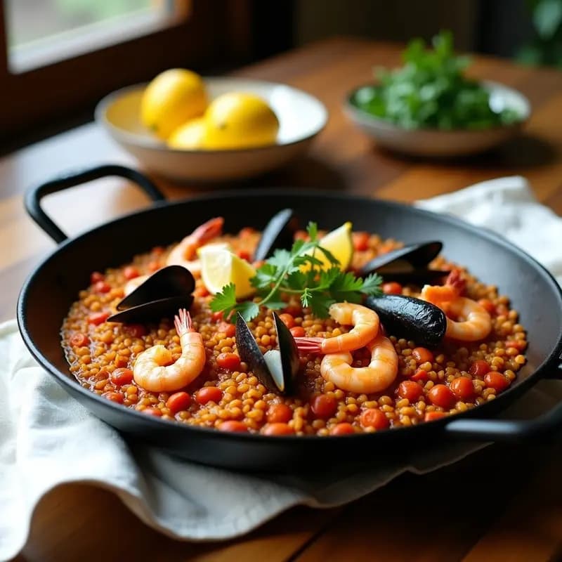 Paella de Mariscos con Arroz Integral: Receta Española Keto y Alta en Proteína
