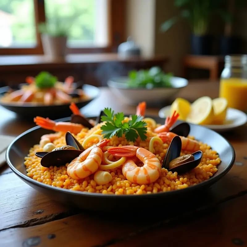 Paella de Mariscos con Arroz Integral: Receta Española Saludable y en Olla Rápida