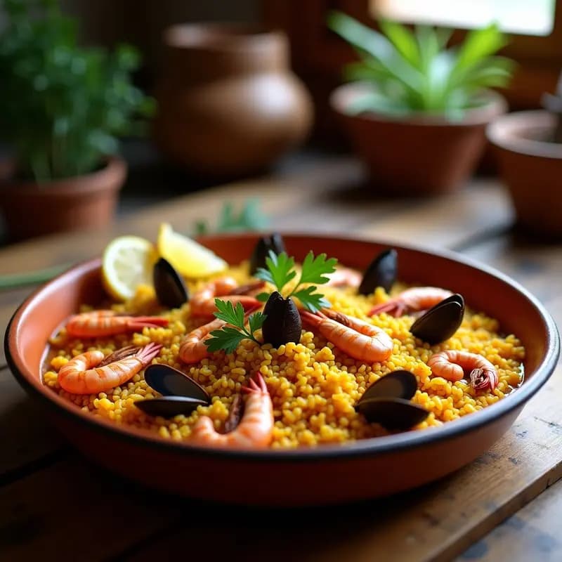 Paella de Mariscos y salvado de Trigo: Receta Española Alta en Fibra en Olla Lenta