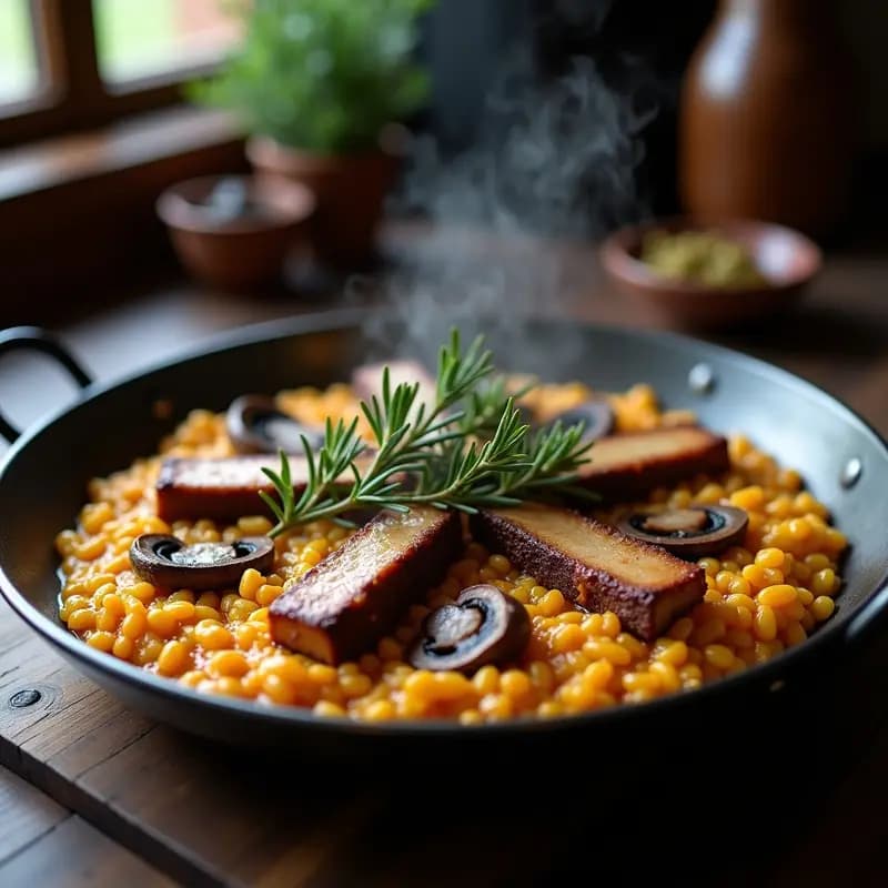 Paella de Montaña con Costillas y Setas: Receta Valenciana de Interior