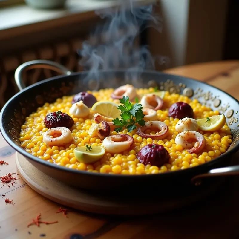 Paella de Pulpo y Alcachofas: Receta Española de Mar con Toque Terroso en Olla Ancha