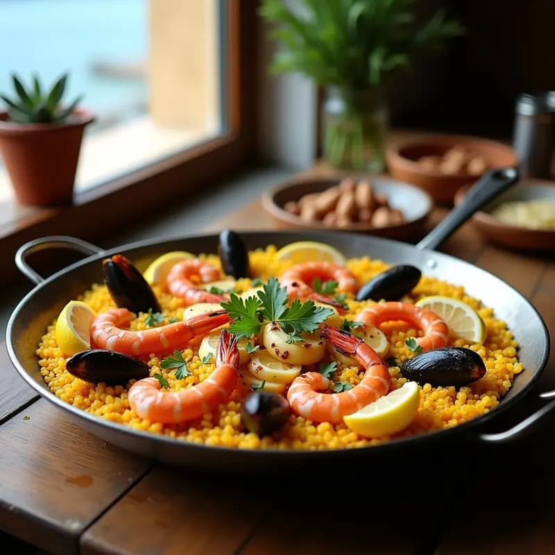 Paella de Quinoa y Mariscos con Azafrán: Receta Española Keto y Baja en Carbohidratos