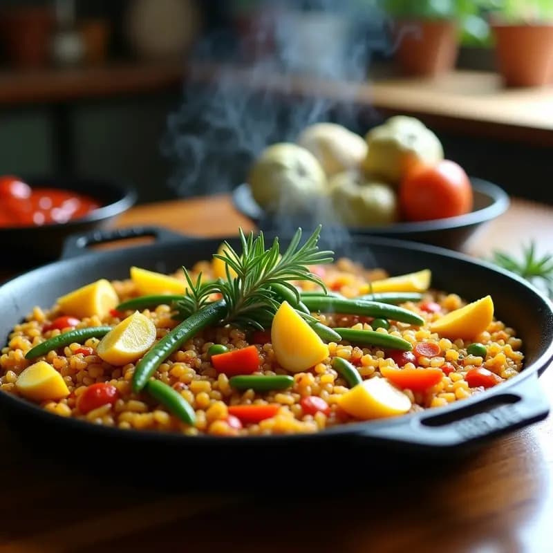 Paella de Verduras con Alcachofas y Habas Tiernas: Receta Vegana de la Huerta Valenciana