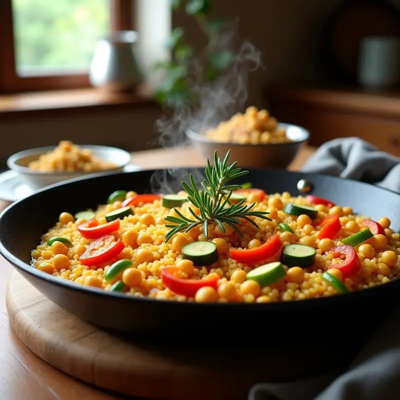 Paella de Verduras y Garbanzos: Receta Vegana en Paellera de Hierro