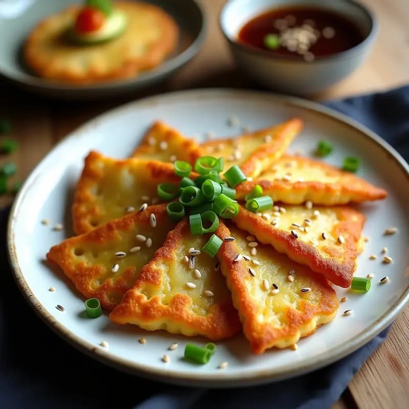 Pajeon Coreano de Calabacín y Cebolla con Salsa de Soja Dulce: Receta Vegana y Crujiente