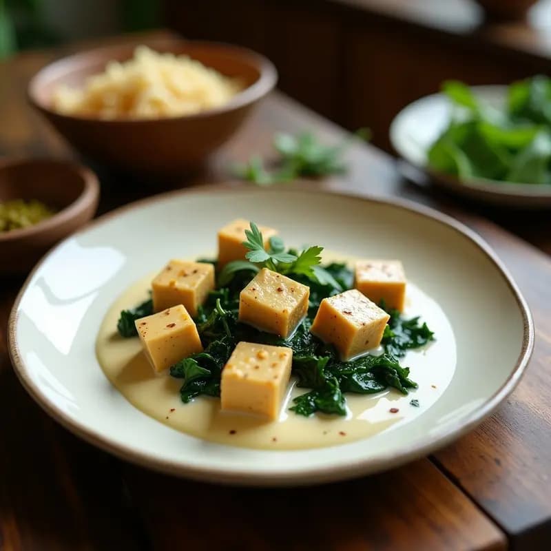 Palak Paneer Vegano con Tofu y Leche de Coco: Receta India en Olla Express