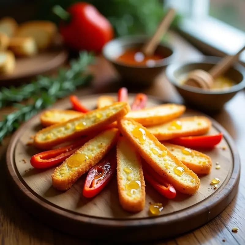 Palitos de Queso Halloumi y Pimiento con Miel de Tilo: Aperitivo Grecíprio Crujiente en Airfryer