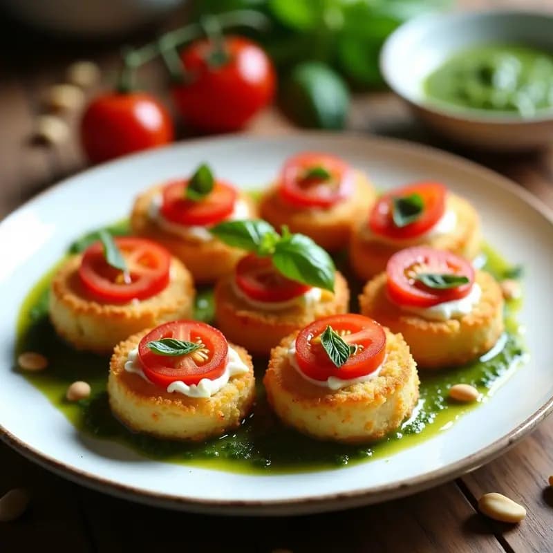 Palitos de Mozzarella y Tomate Cherry con Baño de Pesto: Snack Italiano Crujiente