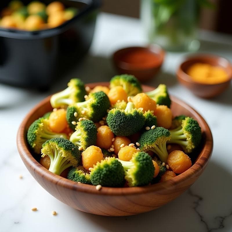 Palomitas de Brócoli al Ajo Negro y Levadura Nutricional: Snack Crujiente en Airfryer y Vegano