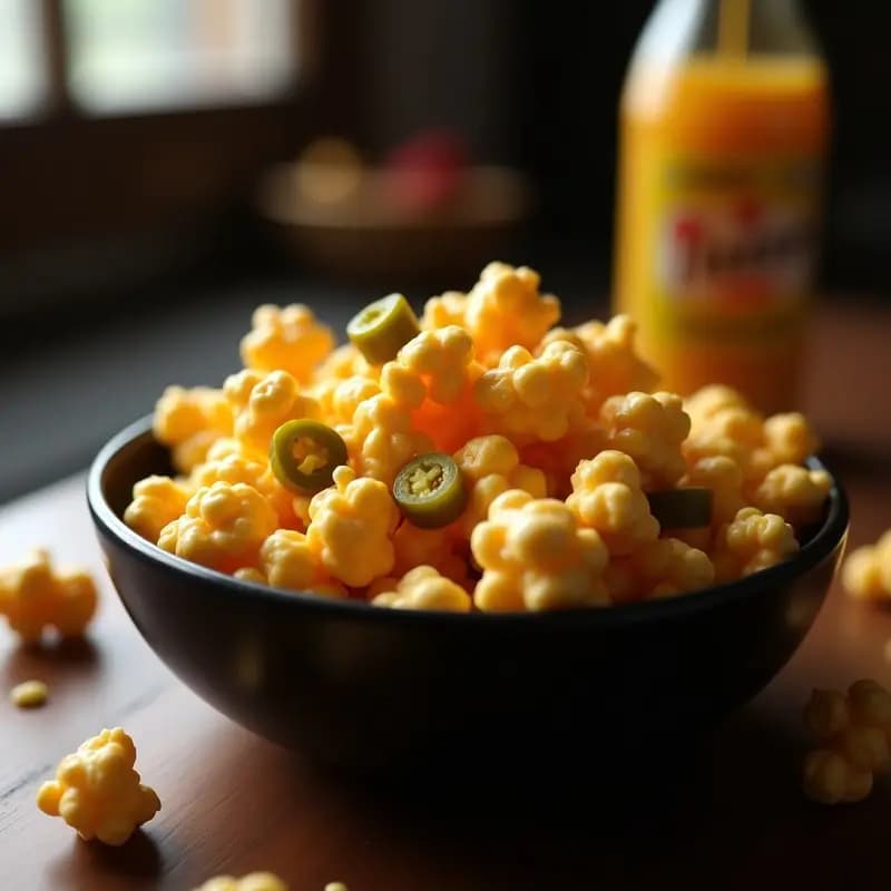 Palomitas de Maíz Caramelizadas con Salsa de Queso Cheddar y Jalapeños: El Snack que Enciende tu Boca