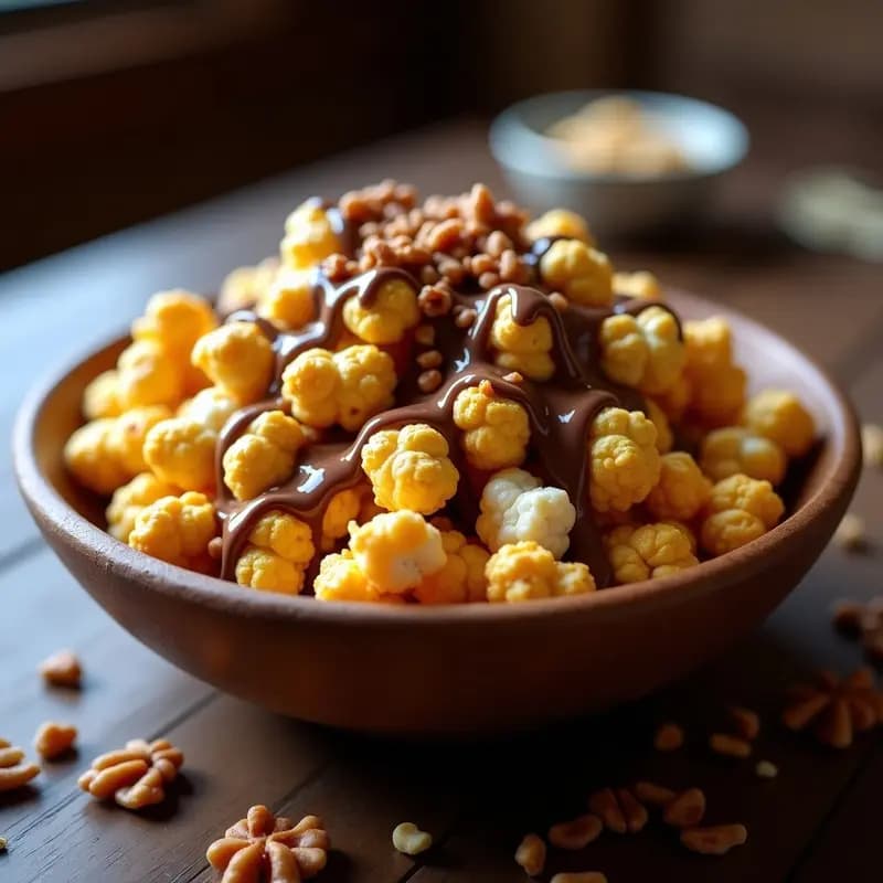 Palomitas de Maíz con Caramelo Líquido, Chocolate y Nueces: El Snack que Te Hará Adicto