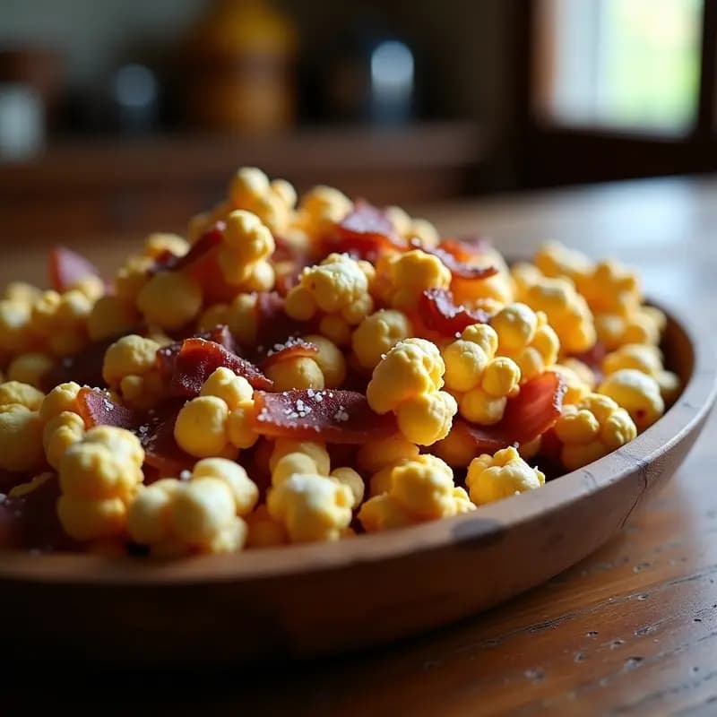 Palomitas de Maíz Bañadas en Chocolate, Caramelo y Trozos de Bacon: Snack Dulce-Salado para Películas