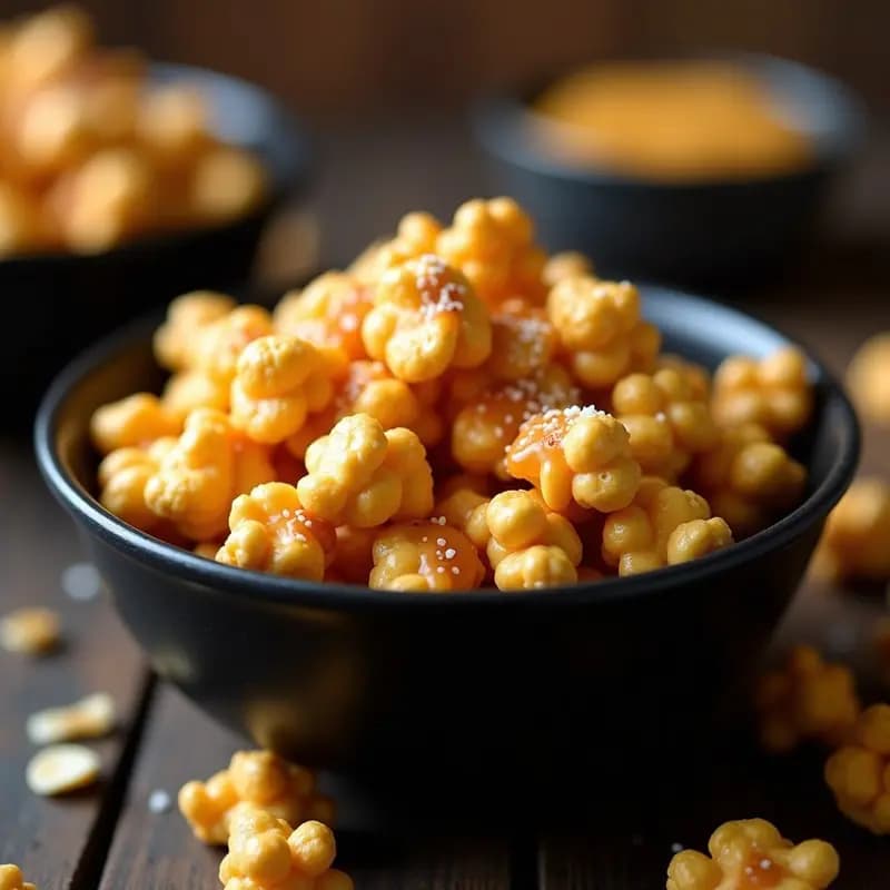 Palomitas de Maíz con Caramelo Salado de Miso y Mantequilla de Maní