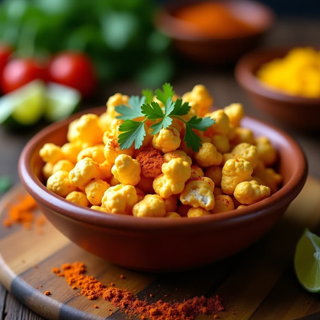 Palomitas de Maíz con Especias de Tacos y Queso Nutricional: Aperitivo Mexicano Vegano en Airfryer