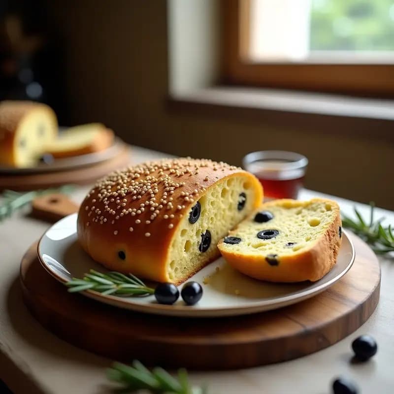 Pan de Aceituna Negra y Romero: Receta Italiana Sin Harina con Masa de Garbanzo