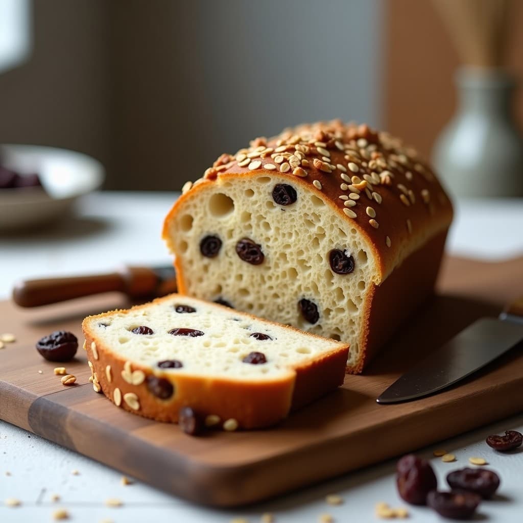 Pan de Avena y Semillas de Lino con Pasas de Uvazinha: Desayuno Sin Harina