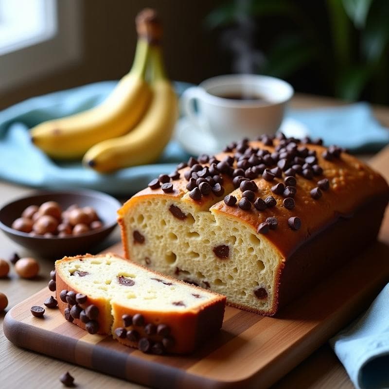 Pan de Banana y Avellanas con Chips de Chocolate 85%: Desayuno Keto Sin Azúcar