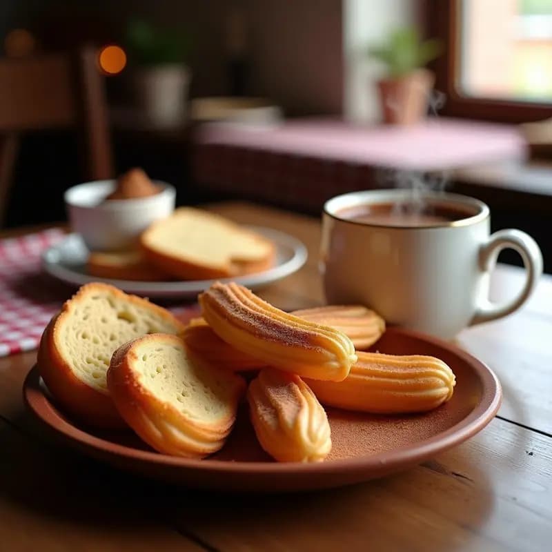 Pan con Chocolate y Churros: Desayuno de Barrio para Niños y Mayores