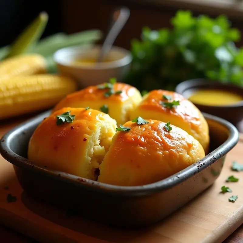Pan de Elote Asado con Mantequilla de Ajo y Perejil: Receta Mexicana en Airfryer