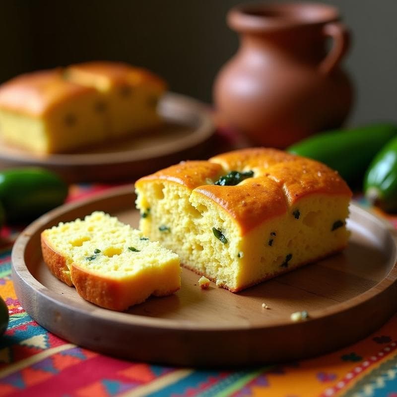 Pan de Elote con Chiles Poblanos: Desayuno Mexicano Sin Gluten y Esponjoso