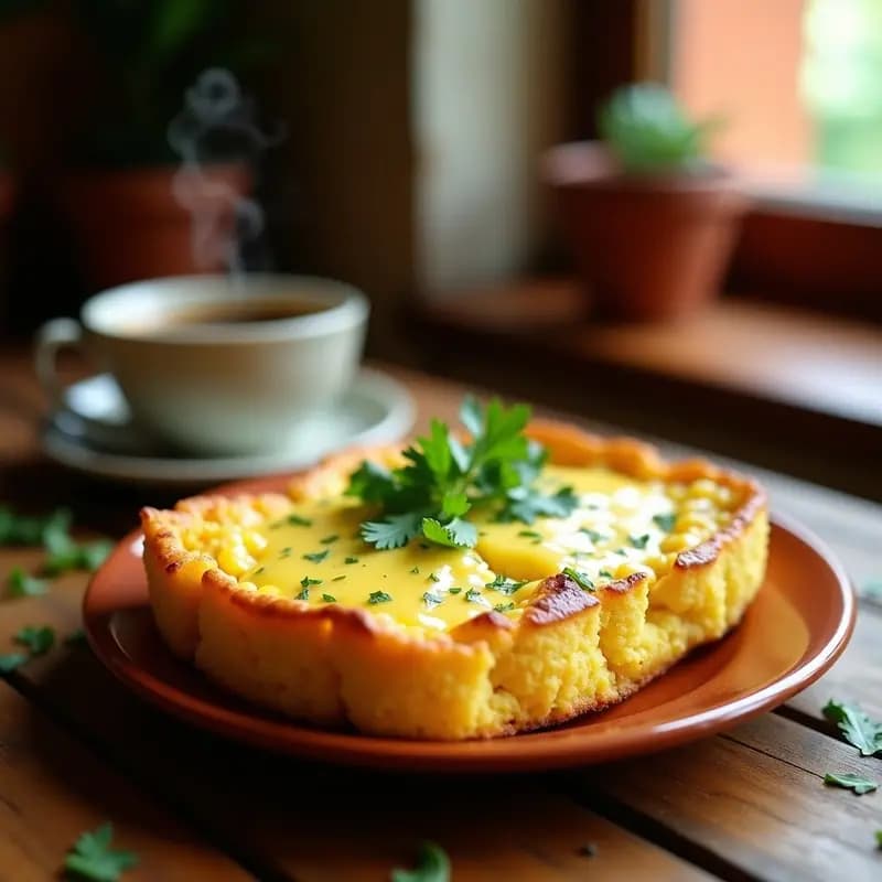 Pan de Elote con Queso de Hebra y Hojitas de Cilantro: Desayuno Mexicano en Olla Lenta