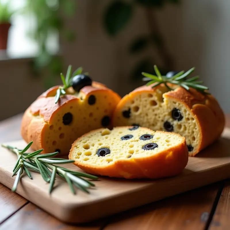 Pan de Harina de Garbanzo con Aceitunas y Romero: Receta Italiana Sin Gluten para Acompañar