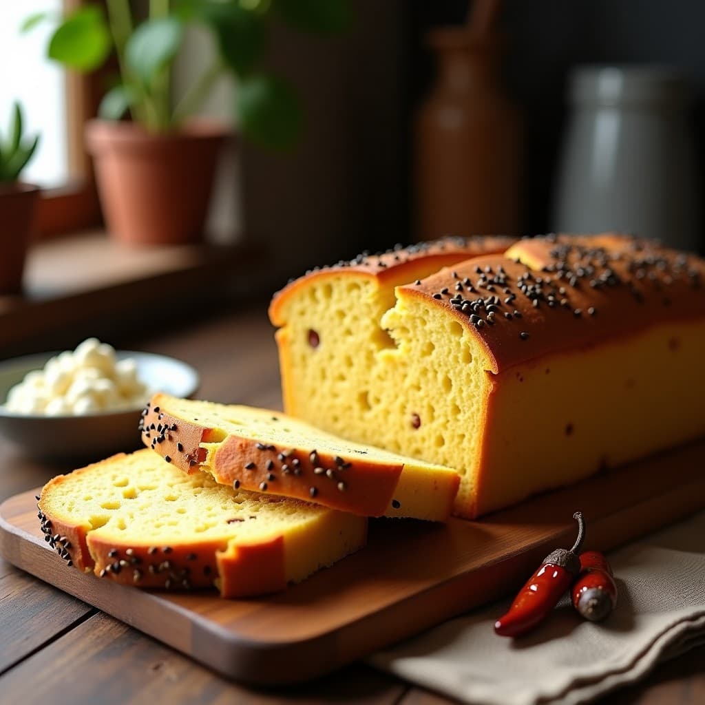 Pan de Maíz con Chiles Secos y Queso de Anacardos: Receta Sin Gluten en Thermomix