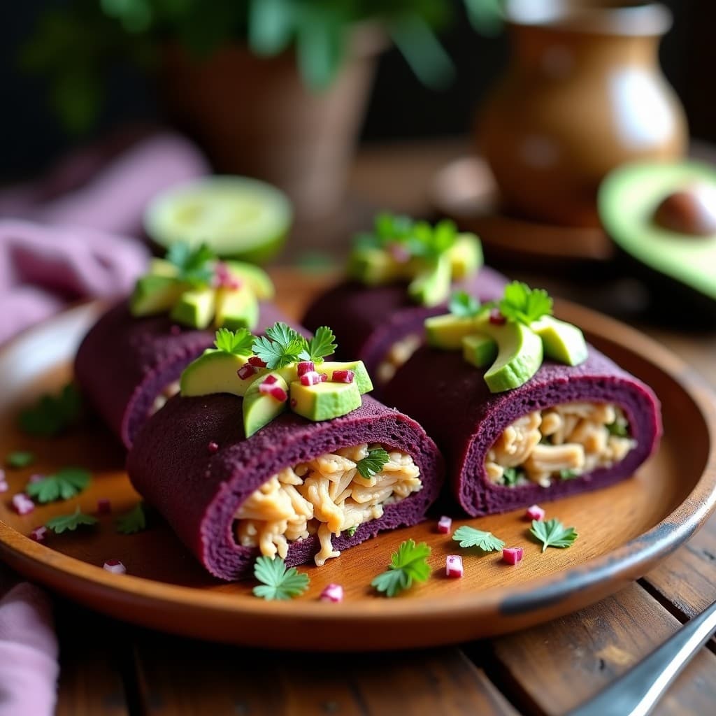 Pan de Maíz Morado Relleno de Pollo Ahumado y Aguacate: Receta Peruana en 30 Minutos