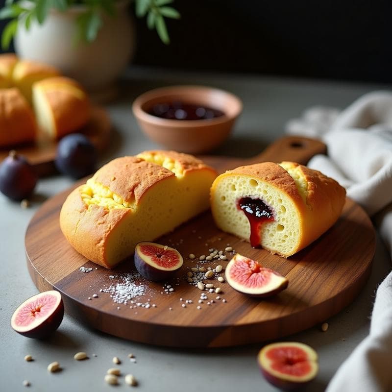Pan de Maíz Relleno de Queso de Almendras y Mermelada de Higos: Desayuno Sin Gluten
