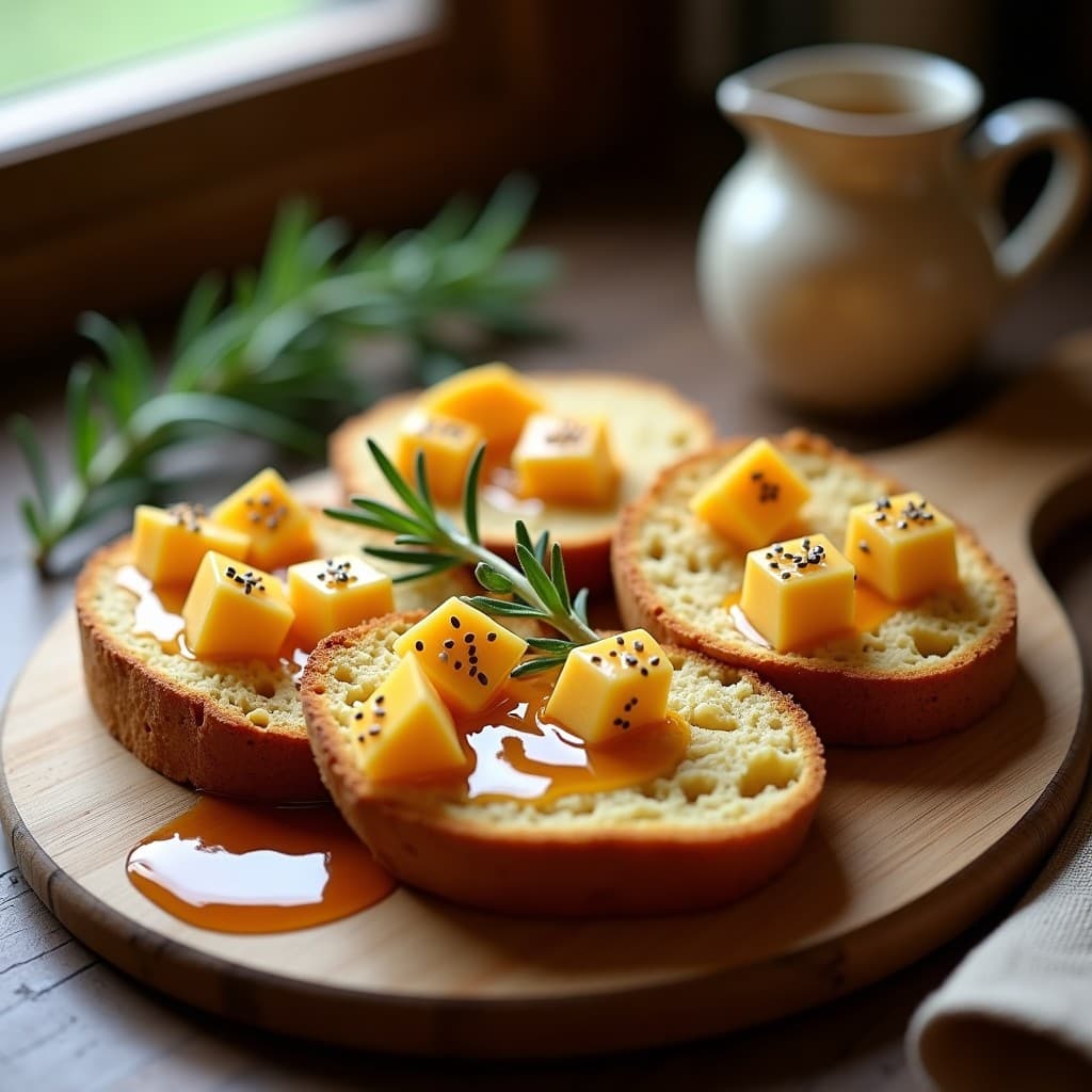 Pan de Maíz y Queso de Cabra con Miel de Romero: Desayuno Español Tradicional en 20 Minutos