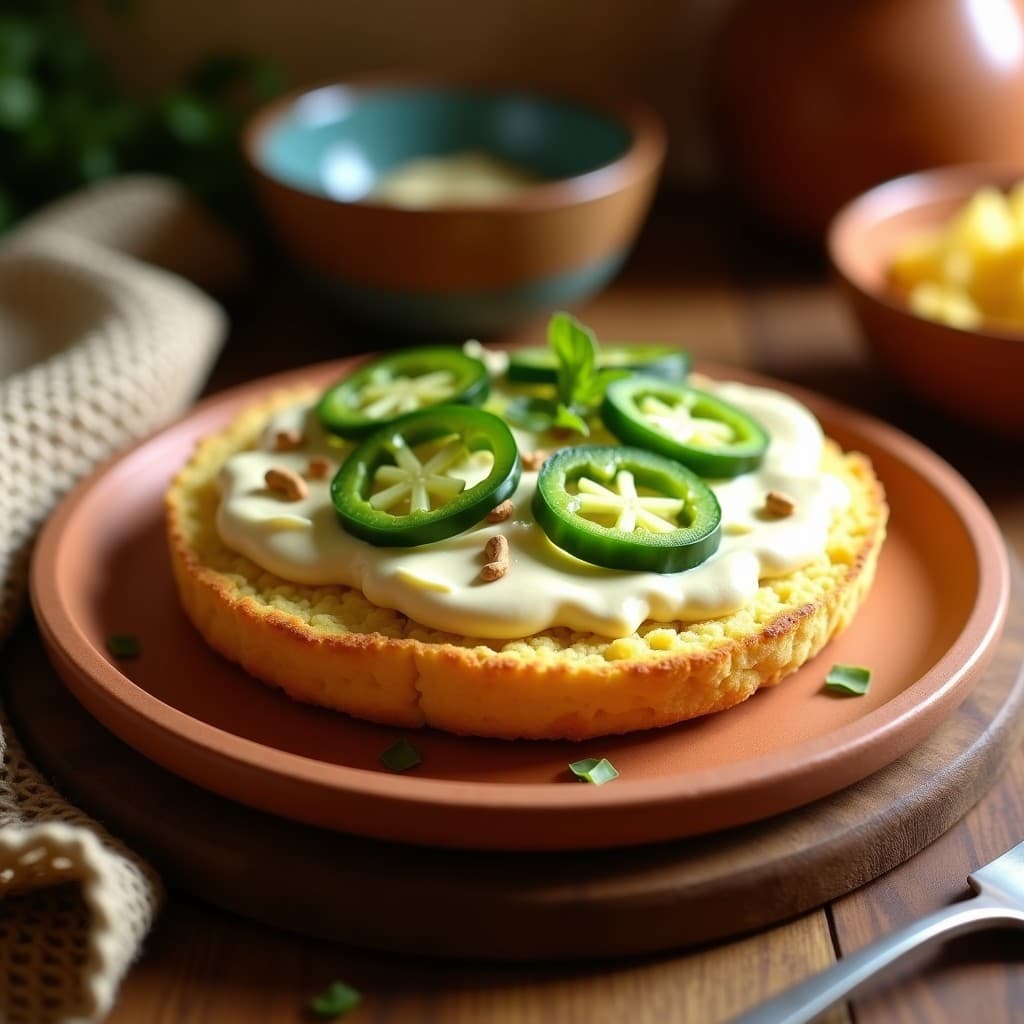 Pan de Maíz Fermentado con Queso de Cashew y Jalapeños: Receta Mexicana Sin Harina