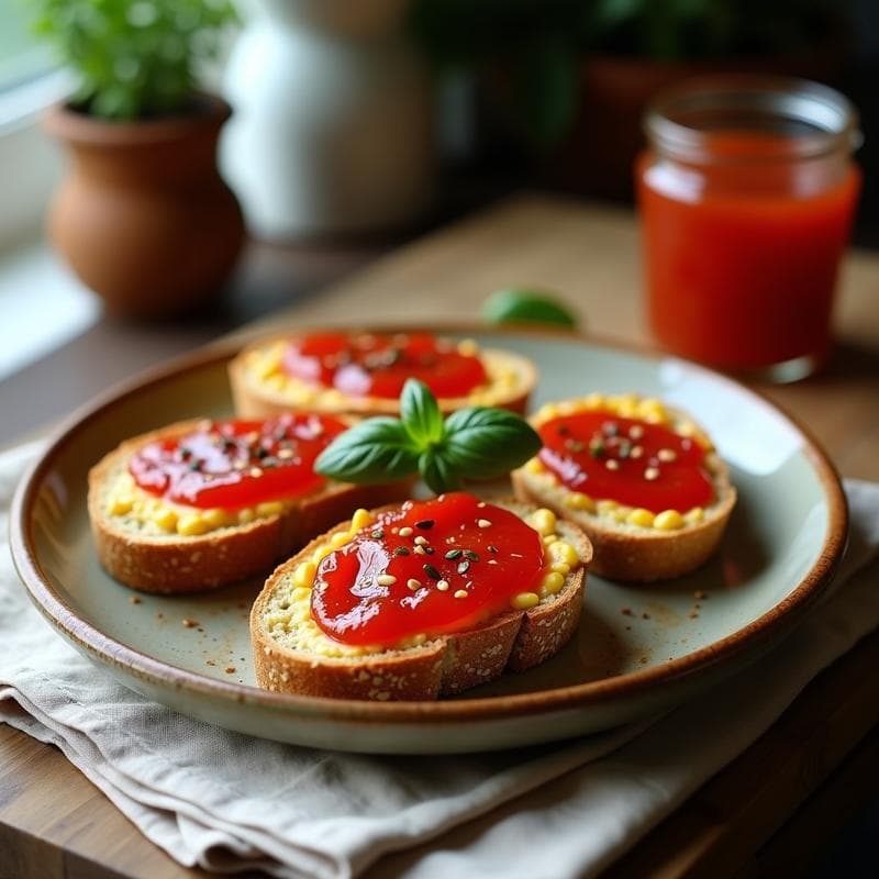 Pan de Maíz y Semillas con Mermelada de Tomate: Desayuno Sin Gluten y Sin Azúcar