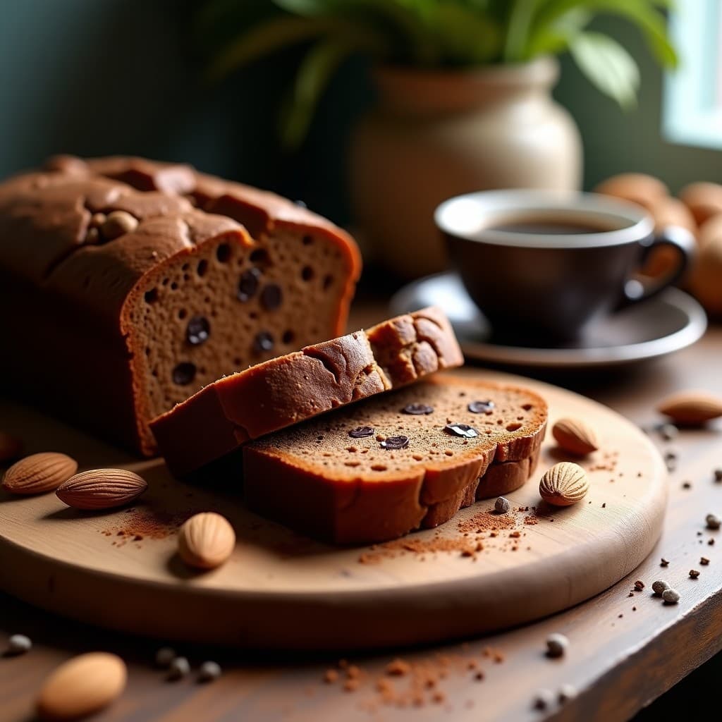 Pan de Mole y Almendras con Trozos de Chocolate 90%: Postre Mexicano Sin Gluten y Sin Azúcar