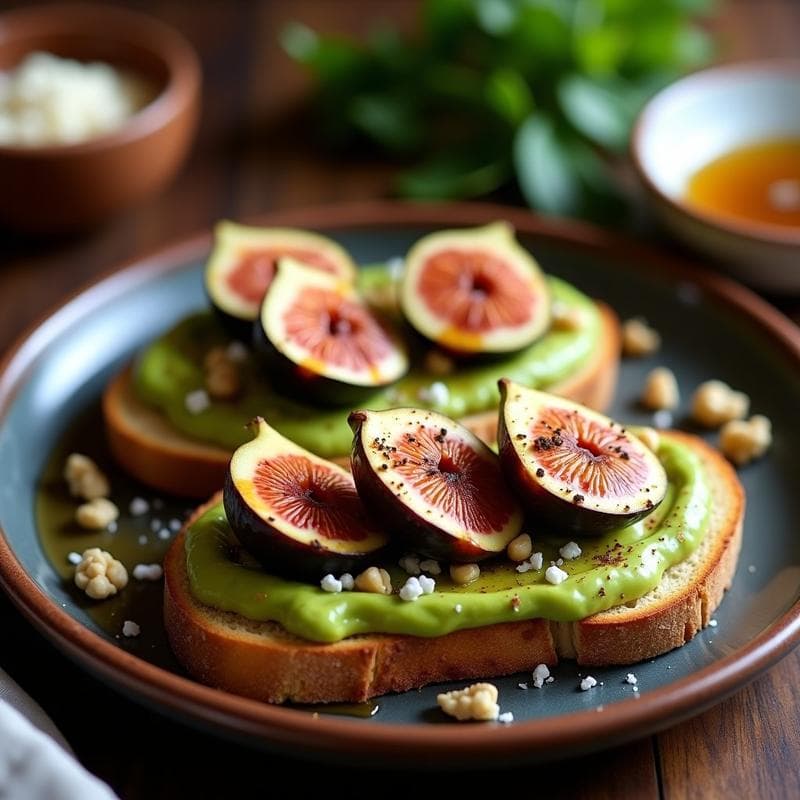Pan de Mollete con Aguacate y Higos Asados: Desayuno Andaluz Gourmet en 10 Minutos