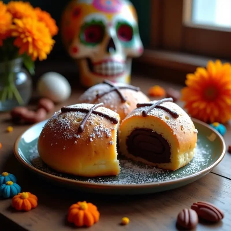 Pan de Muerto con Chocolate y Nuez: Receta Mexicana Tradicional para Día de Muertos Sin Horno